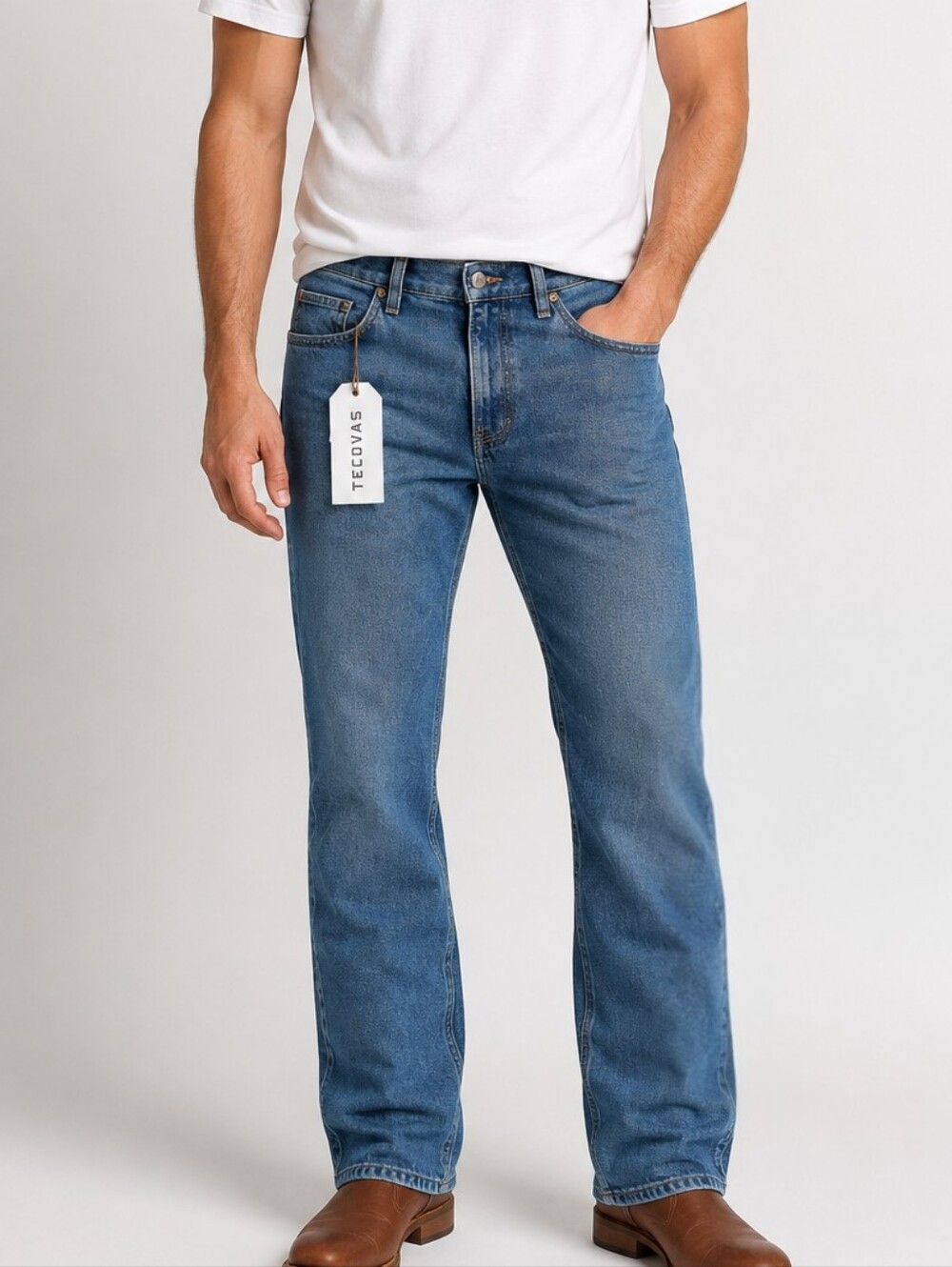 NWT Tecovas Men's Rugged Bootcut Jeans in Blue Medium Wash Denim 32x32